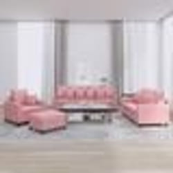 vidaXL Ensemble de canapés 4 pcs avec coussins Rose Velours