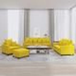 vidaXL Ensemble de canapés 4 pcs avec coussins Jaune Velours