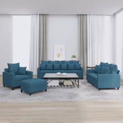 Vidaxl - Ensemble de canapés 4 pcs avec coussins Bleu Velours