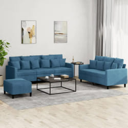 vidaXL Ensemble canapés 3 pcs Bleu