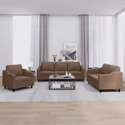 vidaXL Ensemble de canapés 3 pcs avec coussins Marron Tissu
