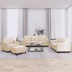 vidaXL Ensemble de canapés 4 pcs avec coussins crème tissu