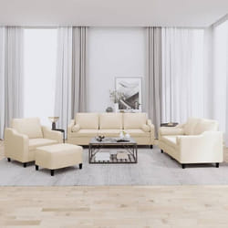 vidaXL Ensemble de canapés 4 pcs avec coussins crème tissu