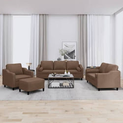 vidaXL Ensemble de Canapés avec Coussins 4 pcs Canapés avec Accoudoirs et Dossier Ensemble de Meubles avec Repose-pied 3201797