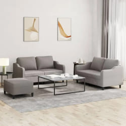 vidaXL Ensemble de Canapés 3 pcs avec Repose-pied - Taupe