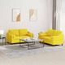 vidaXL Ensemble de canapés 2 pcs avec coussins jaune clair tissu
