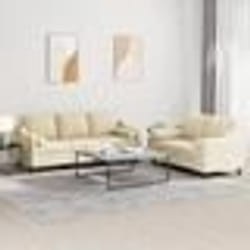 vidaXL Ensemble de canapés 2 pcs avec coussins crème tissu