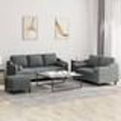 vidaXL Ensemble de canapés 3 pcs coussins gris foncé tissu