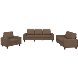 vidaXL Ensemble de canapés 3 pcs marron tissu