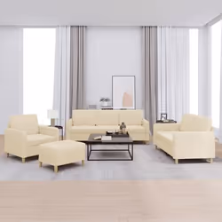 vidaXL Ensemble de canapés 4 pcs avec coussins Crème Tissu