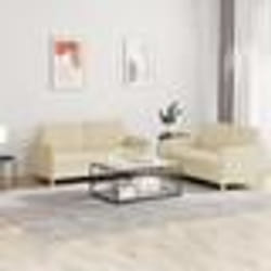 vidaXL Ensemble de canapés 2 pcs avec coussins Crème Tissu