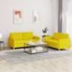 vidaXL Ensemble de canapés 2 pcs avec coussins Jaune clair Tissu