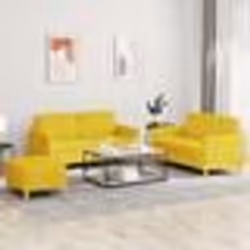 vidaXL Ensemble de canapés 3 pcs avec coussins Jaune clair Tissu