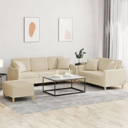 vidaXL Ensemble de canapés 3 pcs - Crème