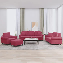 vidaXL Ensemble de canapés 4 pcs - Rouge bordeaux velours