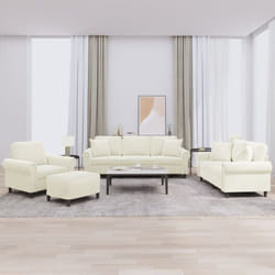 Vidaxl Ensemble De Canapés 4 Pcs Avec Coussins Crème Velours