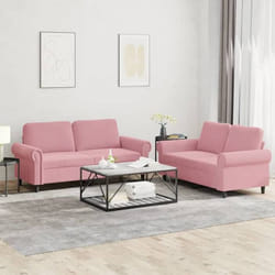 Ensemble De Canapés 2 Pcs Avec Coussins Rose Velours Vidaxl