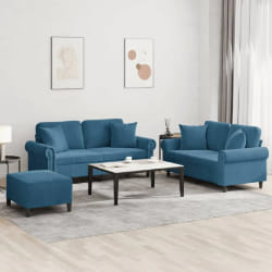 vidaXL Ensemble de canapés 3 pcs - Bleu