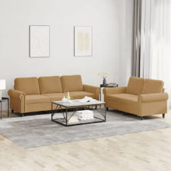 vidaXL Ensemble canapés 2 pcs - Velours marron