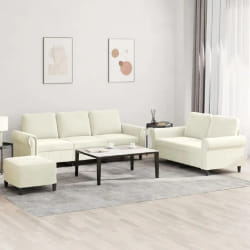 vidaXL Ensemble de canapés 3 pcs - Crème
