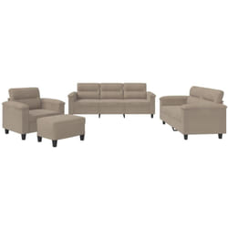 Ensemble De Canapés 4 Pcs Avec Coussins Taupe Tissu Microfibre Vidaxl