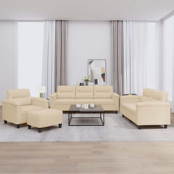 Vidaxl - Ensemble De Canapés 4 Pcs Avec Coussins Crème Tissu Microfibre