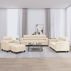 Vidaxl - Ensemble De Canapés 4 Pcs Avec Coussins Beige Tissu Microfibre