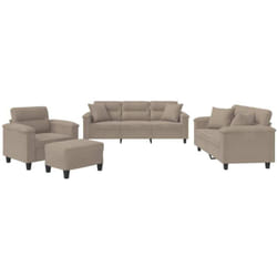 Ensemble De Canapés 4 Pcs Avec Coussins Taupe Tissu Microfibre Vidaxl