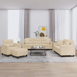 Vidaxl Ensemble De Canapés 4 Pcs Avec Coussins Crème Tissu Microfibre