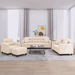 vidaXL Ensemble de Canapés avec Coussins 4 pcs Canapés avec Accoudoirs et Dossier Ensemble de Meubles avec Repose-pied 320231 ...