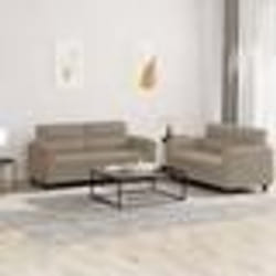 vidaXL Ensemble de canapés 2 pcs avec coussins taupe tissu microfibre