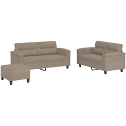 vidaXL Ensemble de canapés 3 pcs avec coussins taupe tissu microfibre