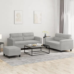 vidaXL Ensemble de canapés 3 pcs coussins gris clair tissu microfibre