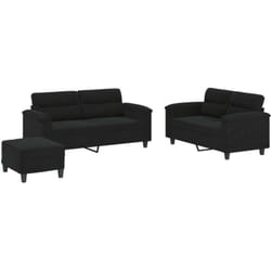 Vidaxl - Ensemble De Canapés 3 Pcs Avec Coussins Noir Tissu Microfibre