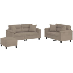 vidaXL Ensemble de canapés 3 pcs avec coussins Taupe Tissu microfibre