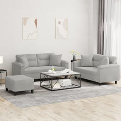 vidaXL Ensemble de canapés 3 pcs coussins Gris clair Tissu microfibre