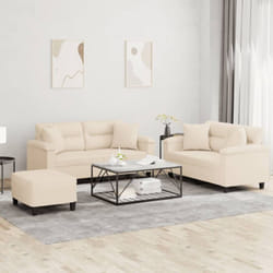 Vidaxl - Ensemble De Canapés 3 Pcs Avec Coussins Beige Tissu Microfibre
