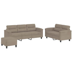 Ensemble De Canapés 3 Pcs Avec Coussins Taupe Tissu Microfibre Vidaxl
