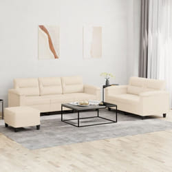 Vidaxl - Ensemble De Canapés 3 Pcs Avec Coussins Beige Tissu Microfibre