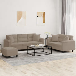 Ensemble De Canapés 3 Pcs Avec Coussins Taupe Tissu Microfibre Vidaxl