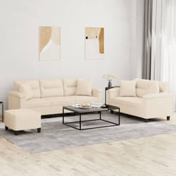 Vidaxl - Ensemble De Canapés 3 Pcs Avec Coussins Beige Tissu Microfibre
