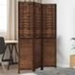 vidaXL Cloison de Séparation 3 Panneaux Séparateur de Pièce Écran dIntimité Paravent de Salon Chambre Marron Foncé Bois 358702