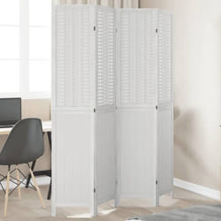 vidaXL Cloison de Séparation 4 Panneaux Séparateur de Pièce Écran dIntimité Paravent de Salon Chambre Blanc Bois de 358723
