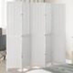 vidaXL Cloison de Séparation 5 Panneaux Séparateur de Pièce Écran dIntimité Paravent de Salon Chambre Blanc Bois de 358727