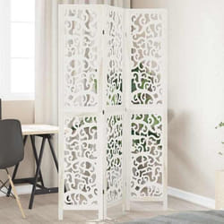 vidaXL Cloison de Séparation 3 Panneaux Séparateur de Pièce Écran dIntimité Paravent de Salon Chambre Blanc Bois de 358735