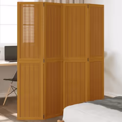 vidaXL Cloison de Séparation 4 Panneaux Séparateur de Pièce Écran dIntimité Paravent Chambre Salon Marron Bois 358818