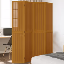 vidaXL Cloison de Séparation 4 Panneaux Séparateur de Pièce Écran dIntimité Paravent Chambre Salon Marron Bois 358819