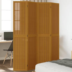 vidaXL Cloison de Séparation 4 Panneaux Séparateur de Pièce Écran dIntimité Paravent Chambre Salon Marron Bois 358819