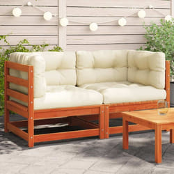 Vidaxl - Canapés d'angle de jardin coussins 2 pcs cire marron pin massif
