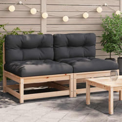 vidaXL Canapés de jardin sans accoudoirs coussins 2pcs bois massif pin